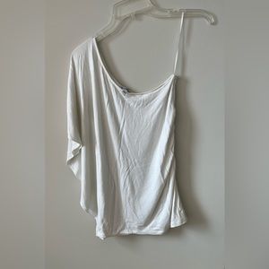 Express One Shoulder White Shimmer Top Size S